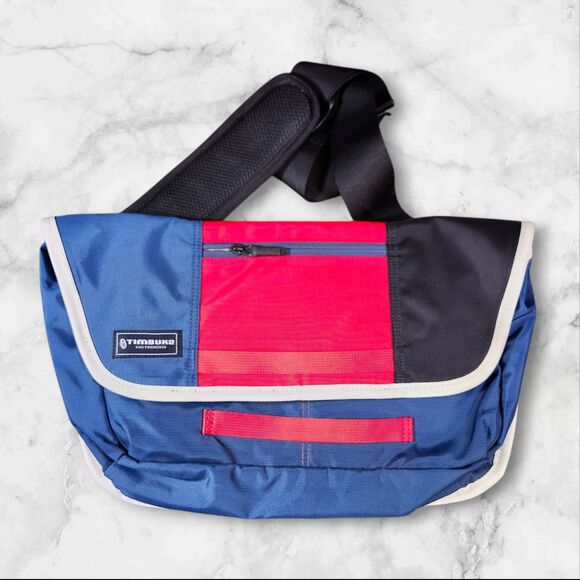 Timbuk2 Small Messenger Bag Red Blue White Trim w/ Cross Strap Excellent - Picture 2 of 8